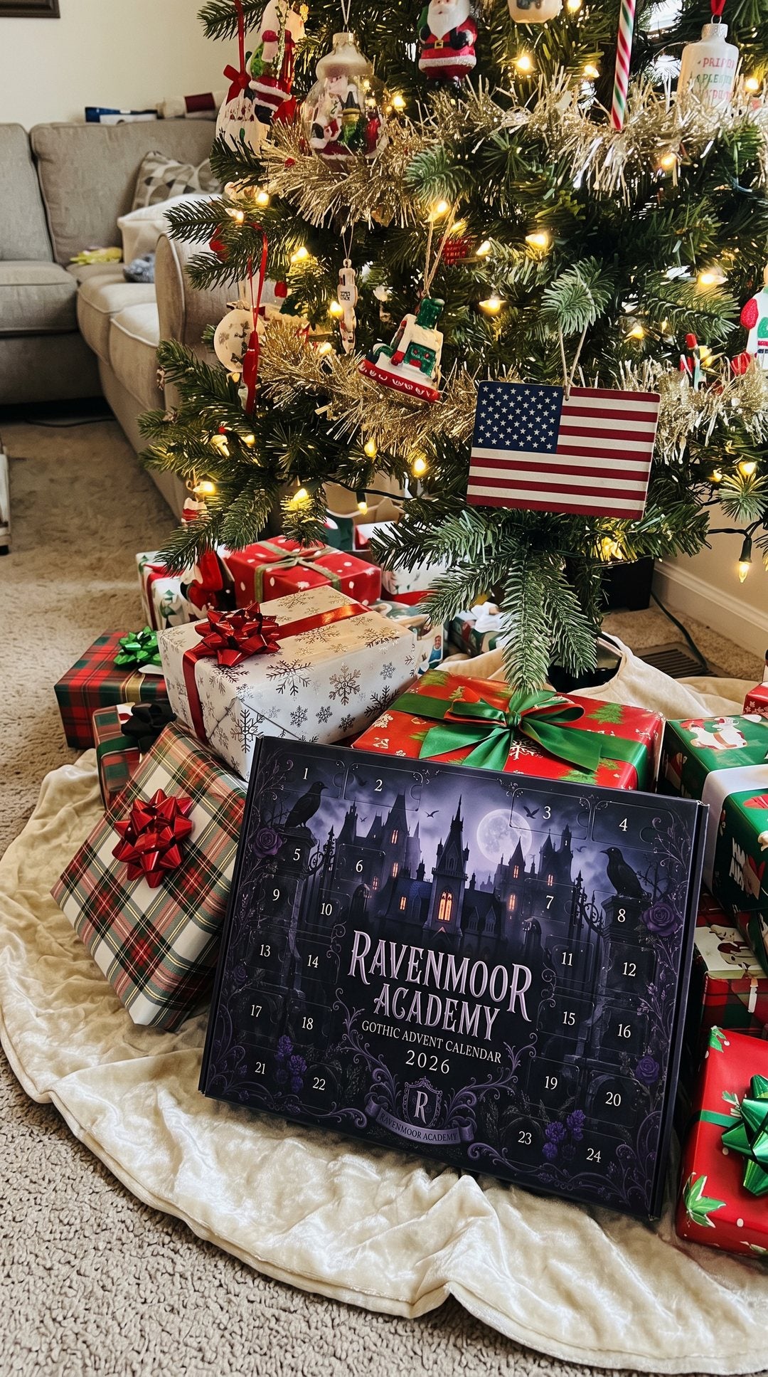 Ravenmoor Academy advent calendar under the Christmas tree